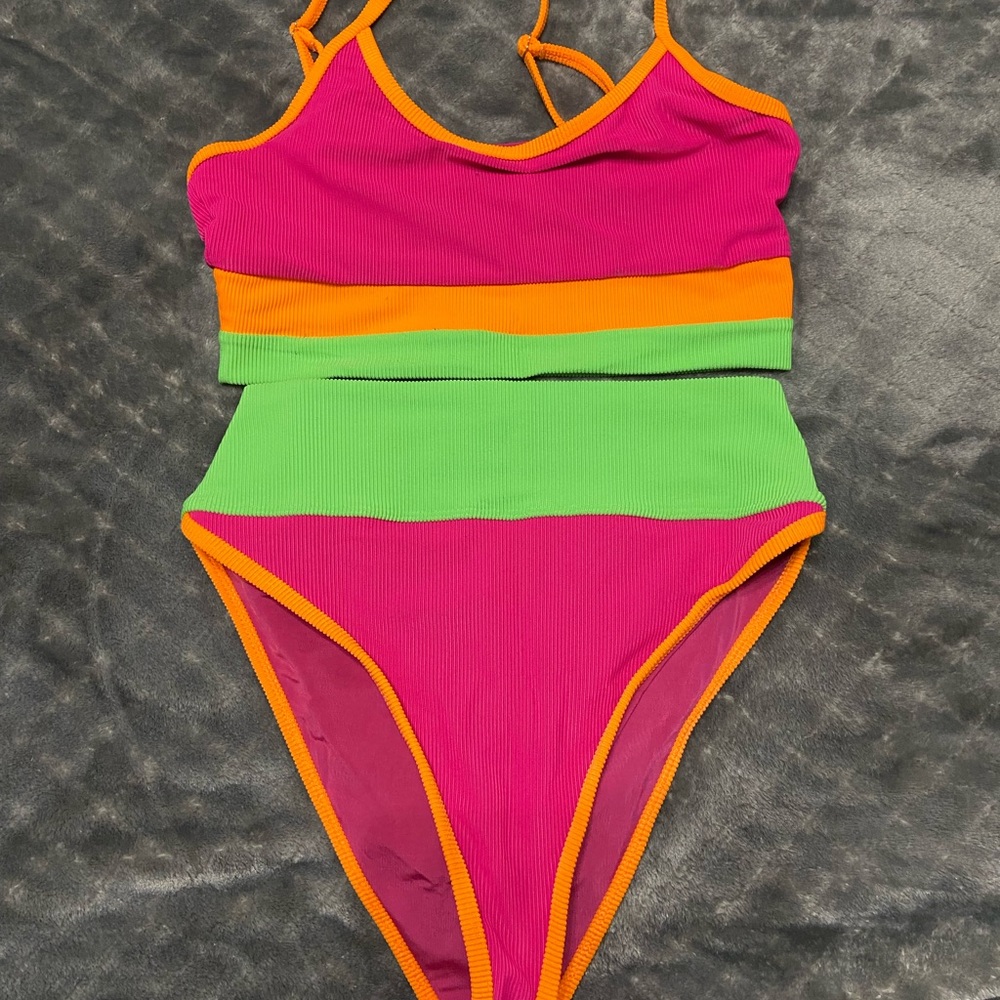 Beach Riot Pink, Orange, and Green Bikini